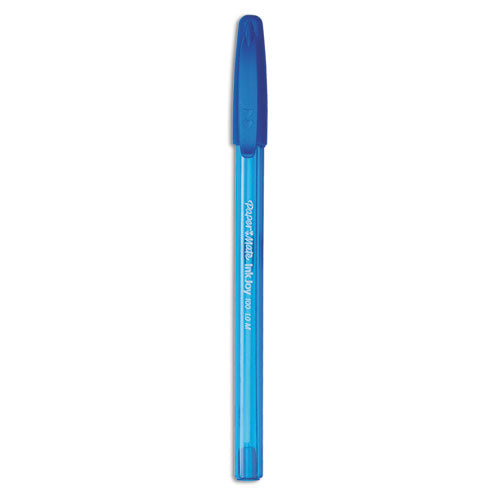 Paper Mate InkJoy 100 Ballpoint Pen, Stick, Medium 1 mm, Blue Ink, Translucent Blue Barrel, Dozen