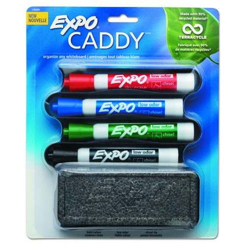 EXPO Whiteboard Caddy Set, Broad Chisel Tip, Assorted Colors, 4/Set