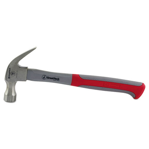 Great Neck Claw Hammer, 16 oz Drop Forged Steel Curved Claw Head, 12.8" High-Visibility Orange Fiberglass Handle