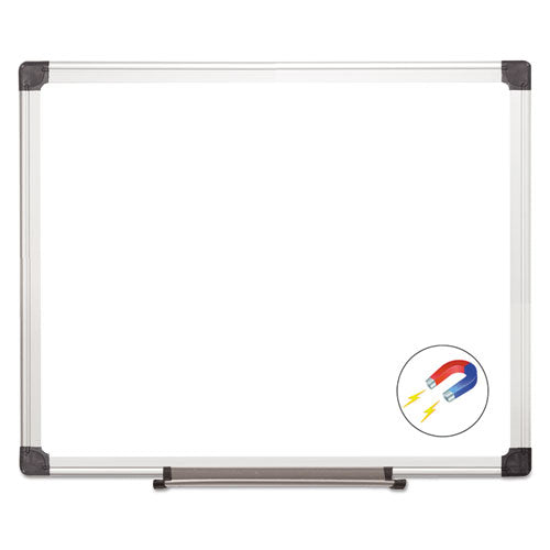 MasterVision Value Lacquered Steel Magnetic Dry Erase Board, 24" x 36", White Surface, Satin Aluminum Frame