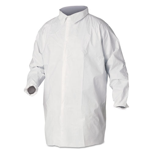 KleenGuard A40 Liquid and Particle Protection Lab Coats, Large, White, 30/Carton