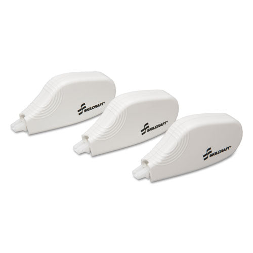 AbilityOne 7510015117933, SKILCRAFT Mini Correction Tape, Non-Refillable, 0.2" x 19.69 ft, White Tape, White Dispenser, 3/Pack