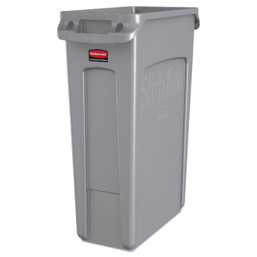 Rubbermaid Commercial Slim Jim with Venting Channels, 23 gal, Plastic, Gray