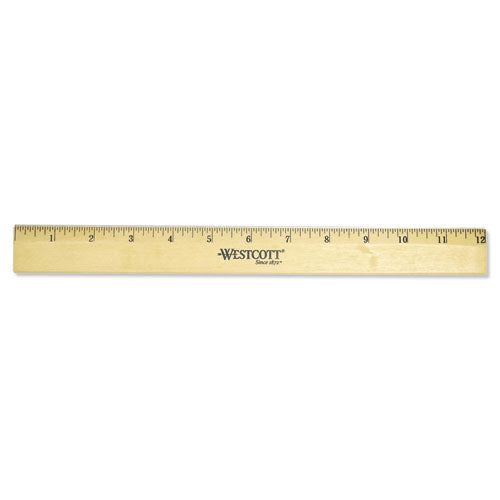 Westcott Wood Ruler with Single Metal Edge, Standard, 12" Long