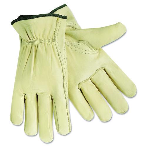 MCR Safety Top Grain Cowhide Leather Drivers Gloves, Gunn Cut, Keystone Thumb, X-Large, Beige, Pair