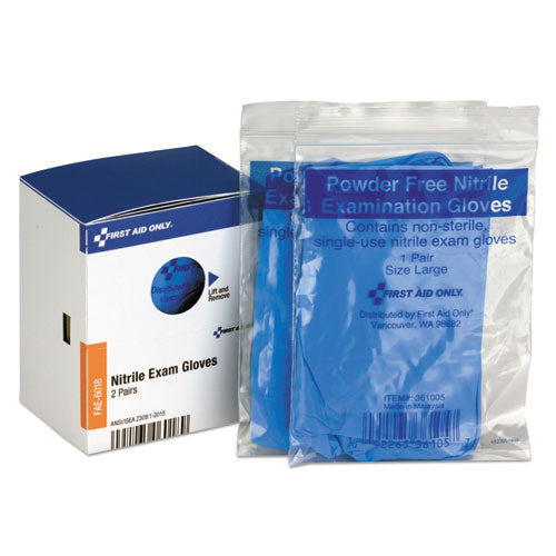 First Aid Only SmartCompliance Lightweight Nitrile Gloves, One Size Fits Most, Clear, 2/Box