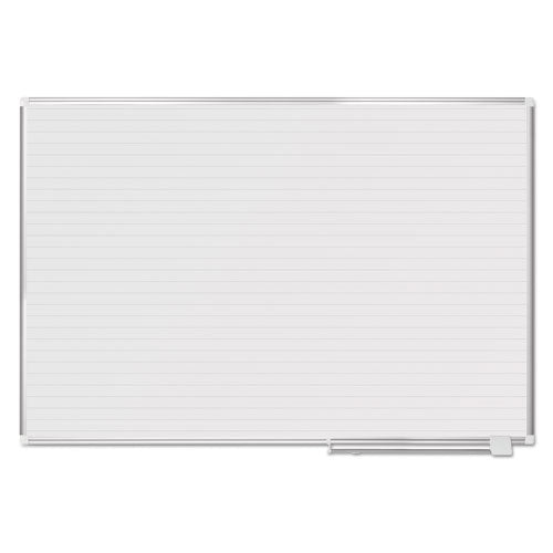 MasterVision Ruled Magnetic Steel Dry Erase Planning Board, 72" x 48", White Surface, Satin Aluminum Frame