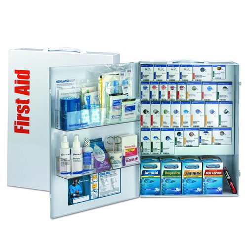 First Aid Only ANSI 2021 SmartCompliance General Business First Aid Station for 150 People, with Medication, 925 Pieces, Metal Case