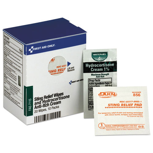 First Aid Only Refill for SmartCompliance General Business Cabinet, 20 Sting Relief Wipes, 10 Hydrocortisone Packs