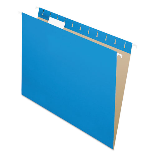 Pendaflex Colored Hanging Folders, Letter Size, 1/5-Cut Tabs, Blue, 25/Box