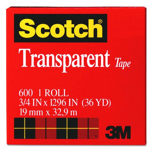 Scotch Transparent Tape, 1" Core, 0.75" x 36 yds, Transparent