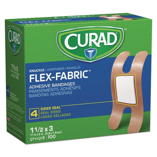 Curad Flex Fabric Bandages, Knuckle, 1.5 x 3, 100/Box