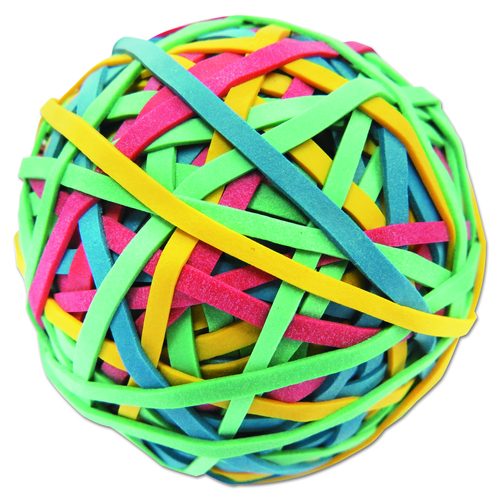 Universal Rubber Band Ball, 3" Diameter, Size 32, Assorted Colors, 260/Pack