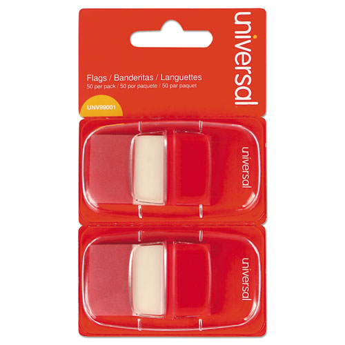 Universal Page Flags, Red, 50 Flags/Dispenser, 2 Dispensers/Pack