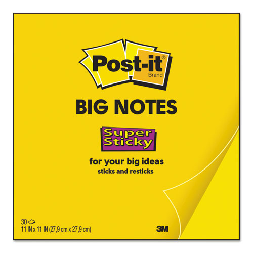 Post-it Notes Super Sticky Big Notes, Unruled, (30) Yellow 11 x 11 Sheets