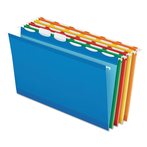 Pendaflex Ready-Tab Colored Reinforced Hanging Folders, Legal Size, 1/6-Cut Tabs, Assorted Colors, 25/Box