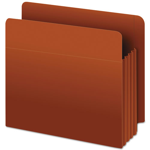 Pendaflex Heavy-Duty End Tab File Pockets, 3.5" Expansion, Letter Size, Red Fiber, 10/Box