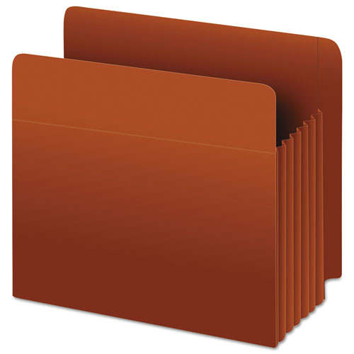 Pendaflex Heavy-Duty End Tab File Pockets, 5.25" Expansion, Letter Size, Red Fiber, 10/Box