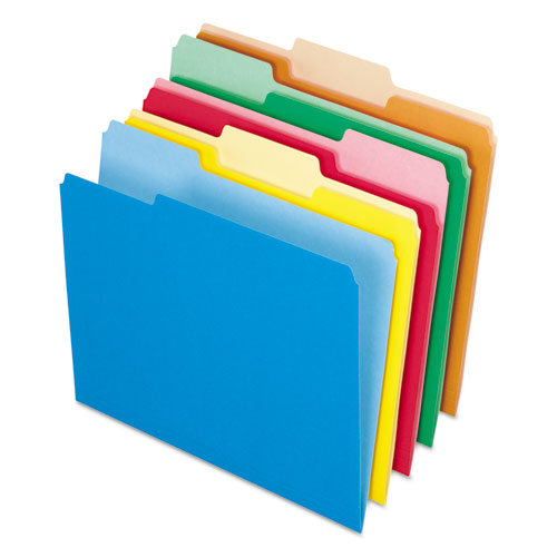Pendaflex Interior File Folders, 1/3-Cut Tabs: Assorted, Letter Size, Assorted Colors: Blue/Green/Orange/Red/Yellow, 100/Box