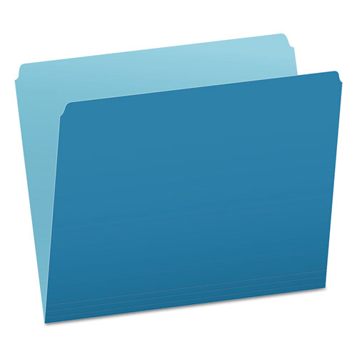 Pendaflex Colored File Folders, Straight Tabs, Letter Size, Blue/Light Blue, 100/Box