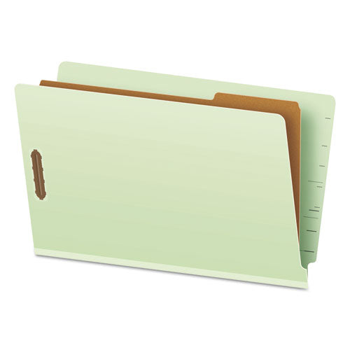 Pendaflex End Tab Classification Folders, Straight Tab, Expands 2", 1 Divider, 4 Fasteners, Legal Size, Pale Green, 10/Box
