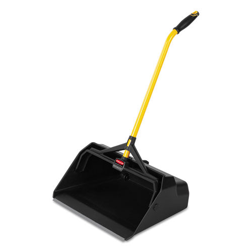 Rubbermaid Commercial Maximizer Heavy-Duty Stand Up Debris Pan, 20.44 x 29, 32" Handle, Plastic, Yellow/Black