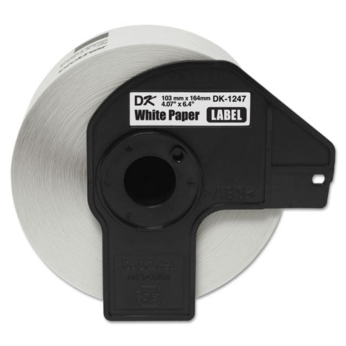 Brother P-Touch DK1247 Label Tape, 4.07" x 6.4", Black on White, 180 Labels/Roll