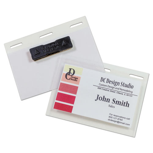 C-Line Self-Laminating Magnetic Style Name Badge Holder Kit, 2" x 3", Clear, 20/Box