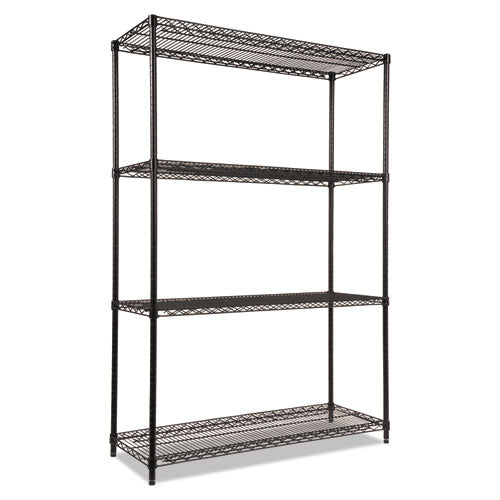 Alera NSF Certified Industrial Four-Shelf Wire Shelving Kit, 48w x 18d x 72h, Black