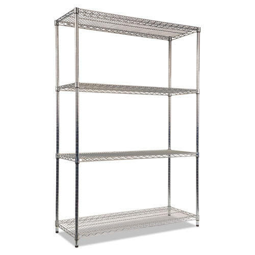 Alera NSF Certified Industrial Four-Shelf Wire Shelving Kit, 48w x 18d x 72h, Silver