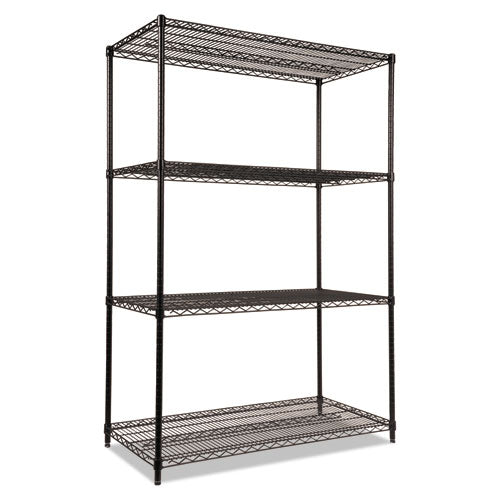 Alera NSF Certified Industrial Four-Shelf Wire Shelving Kit, 48"w x 24"d x 72"h, Black