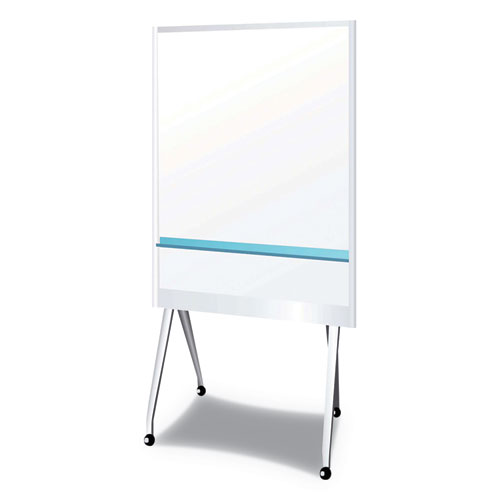 PLUS Mobile Partition Board, 38.3" x 70.8", White Surface, Light Gray Aluminum Frame