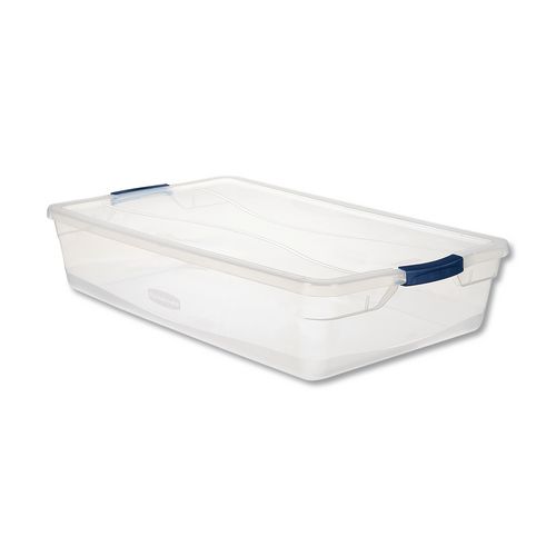 Rubbermaid Clever Store Basic Latch-Lid Container, 10.25 gal, 17.75" x 29" x 6.13", Clear