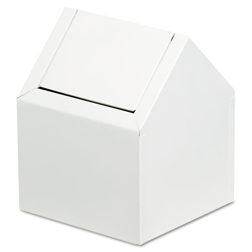 HOSPECO Double Entry, Swing Top Floor Receptacle, Metal, White