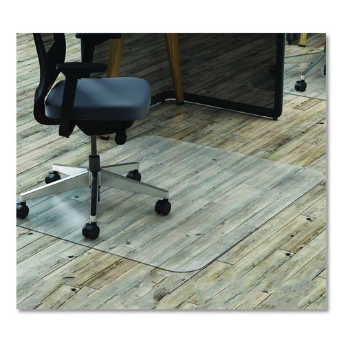 deflecto EconoMat Non-Studded All Day Use Chair Mat for Hard Floors, Rectangular, 45" x 53", Clear, Ships Rolled