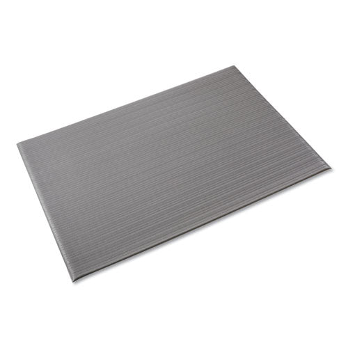 Crown Ribbed Vinyl Anti-Fatigue Mat, Rectangular, Gray Ribbed Surface, 36" x 10 ft