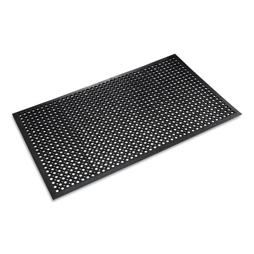Crown Safewalk-Light Wet/Oily Floor Anti-Fatigue Drainage Mats, 0.5" Thick, 36" x 60", Black Perforated Surface