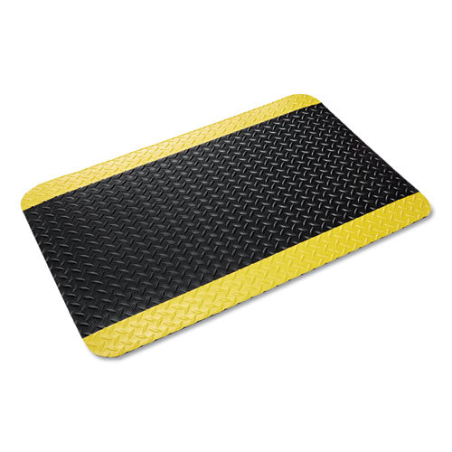 Crown Industrial Deck Plate Anti-Fatigue Mat, Rectangular, Black/Yellow Raised Diamond Surface, 36" x 60"