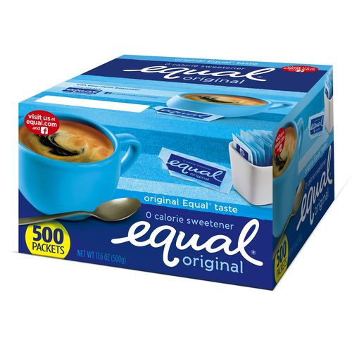 Equal Zero Calorie Sweetener, 0.04 oz Packet, 500/Box