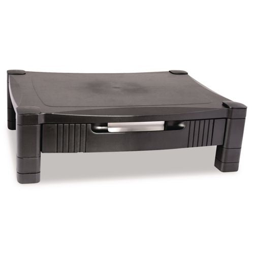 Kantek Monitor Stand with Drawer, 17" x 13.25" x 3" to 6.5", Black, Supports 50 lbs