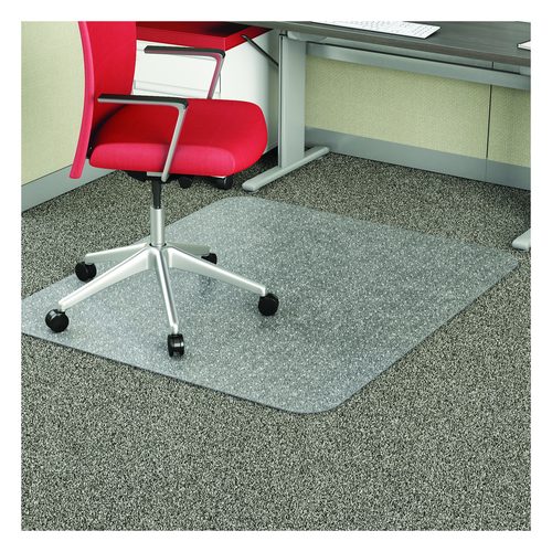 deflecto EconoMat Occasional Use Chair Mat for Flat Pile Carpeted Floors, Rectangular, 46" x 60", Clear, Ships Rolled