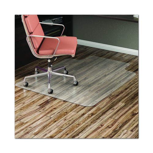 deflecto EconoMat Non-Studded All Day Use Chair Mat for Hard Floors, Rectangular with Wide Lip, 45" x 53", Clear, Ships Flat