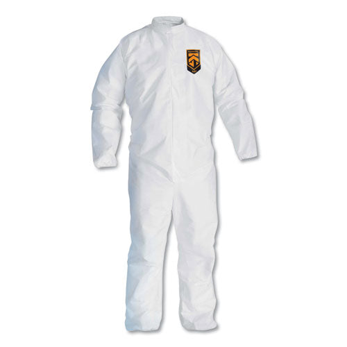 KleenGuard A30 Elastic Back Coveralls, Open Wrists and Ankles, 1" Flap, Medium, White, 25/Carton