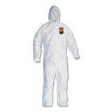KleenGuard A30 Elastic-Back and Cuff Hooded Coveralls, 1" Flap, White, 25/Carton