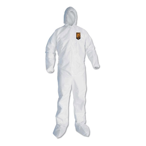 KleenGuard A30 Elastic Back and Cuff Hooded/Boots Coveralls, XL, White, 25/Carton