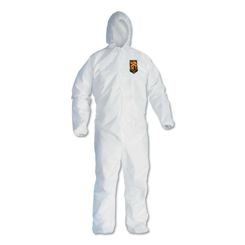 KleenGuard A40 Elastic-Cuff and Ankle Hooded Coveralls, White, 25/Carton
