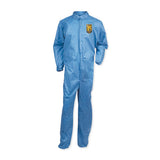 KleenGuard A20 Coveralls, MICROFORCE Barrier SMS Fabric, Zip Front, Elastic Wrists/Ankles, Blue, 24/Carton