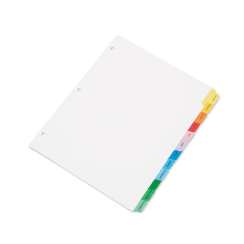 AbilityOne 7530013683490, SKILCRAFT Multiple Index Sheets, 12-Tab, Jan. to Dec., 11 x 8.5, White, 1 Set
