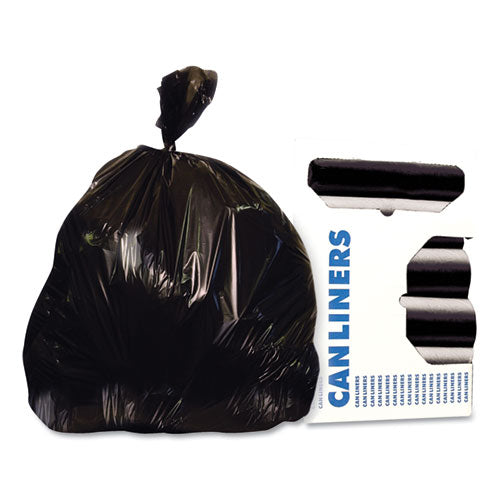 Heritage Eco Blend Max Can Liners, 30 gal, 1 mil, 24" x 27", Black, 25 Bags/Roll, 20 Rolls/Carton