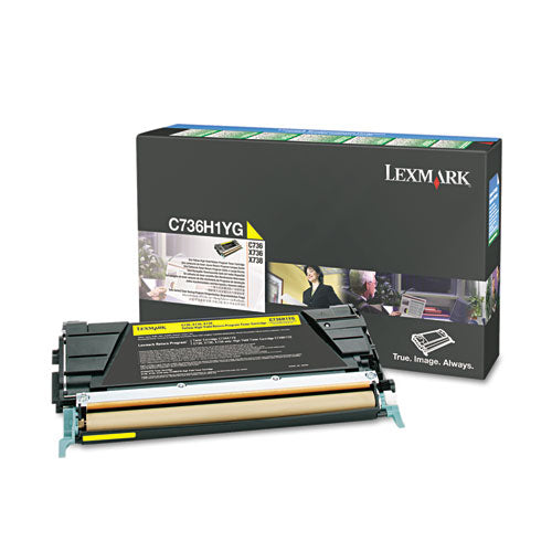 Lexmark C736H1YG Return Program High-Yield Toner, 10,000 Page-Yield, Yellow